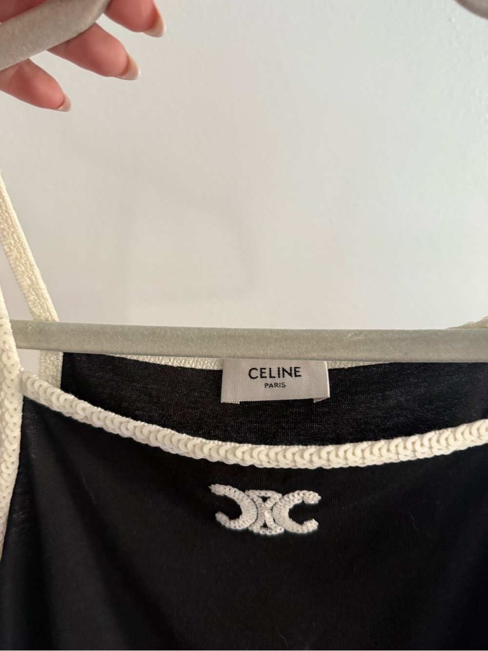CELINE Triomphe Sequin Trim Camisole Top - Picture 3 of 3